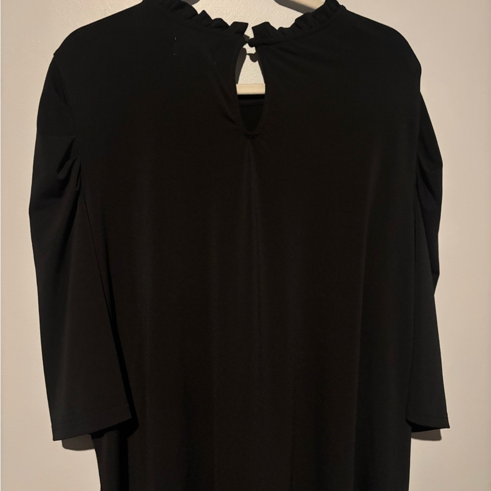 Women's Black Ruffle mock turtleneck Blouse